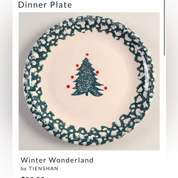 Festive Tree Design Plate-Folk Craft By Tienshan Winter Wonderland Holiday .4 - Picture 2 of 14